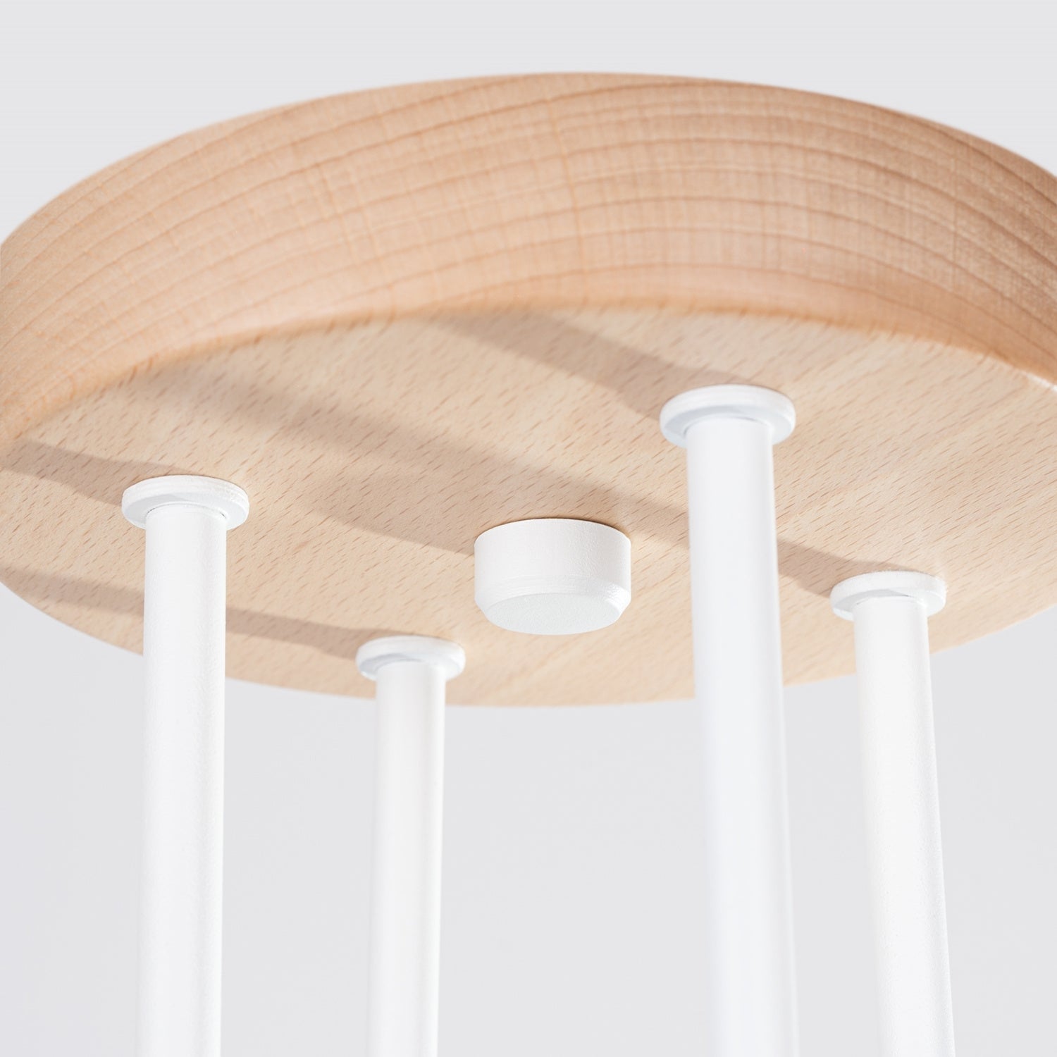 Lustre Timbo 4 bois et métal blanc E27, gros plan