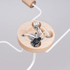 Lustre Timbo 4 bois et métal blanc E27, détail