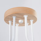 Lustre Timbo 6 bois et métal blanc E27, détail de la structure