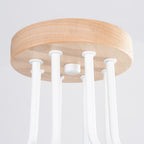 Lustre Timbo 8 bois et métal blanc E27, détail de la structure
