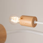 Lustre Timbo 8 bois et métal blanc E27, détail