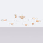 Lustre Timbo 8 bois et métal blanc E27 de profil
