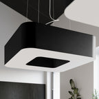 Lustre Urano 60 en tissu noir dans une grande pièce de vie