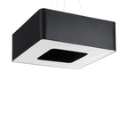 Lustre Urano 60 en tissu noir, grand abat-jour carré suspendu, vue de face