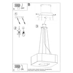 Schéma de suspension du lustre Urano 60 par câbles