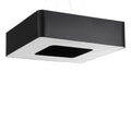 Lustre Urano 80 en tissu noir, très grand abat-jour carré suspendu, vue de face