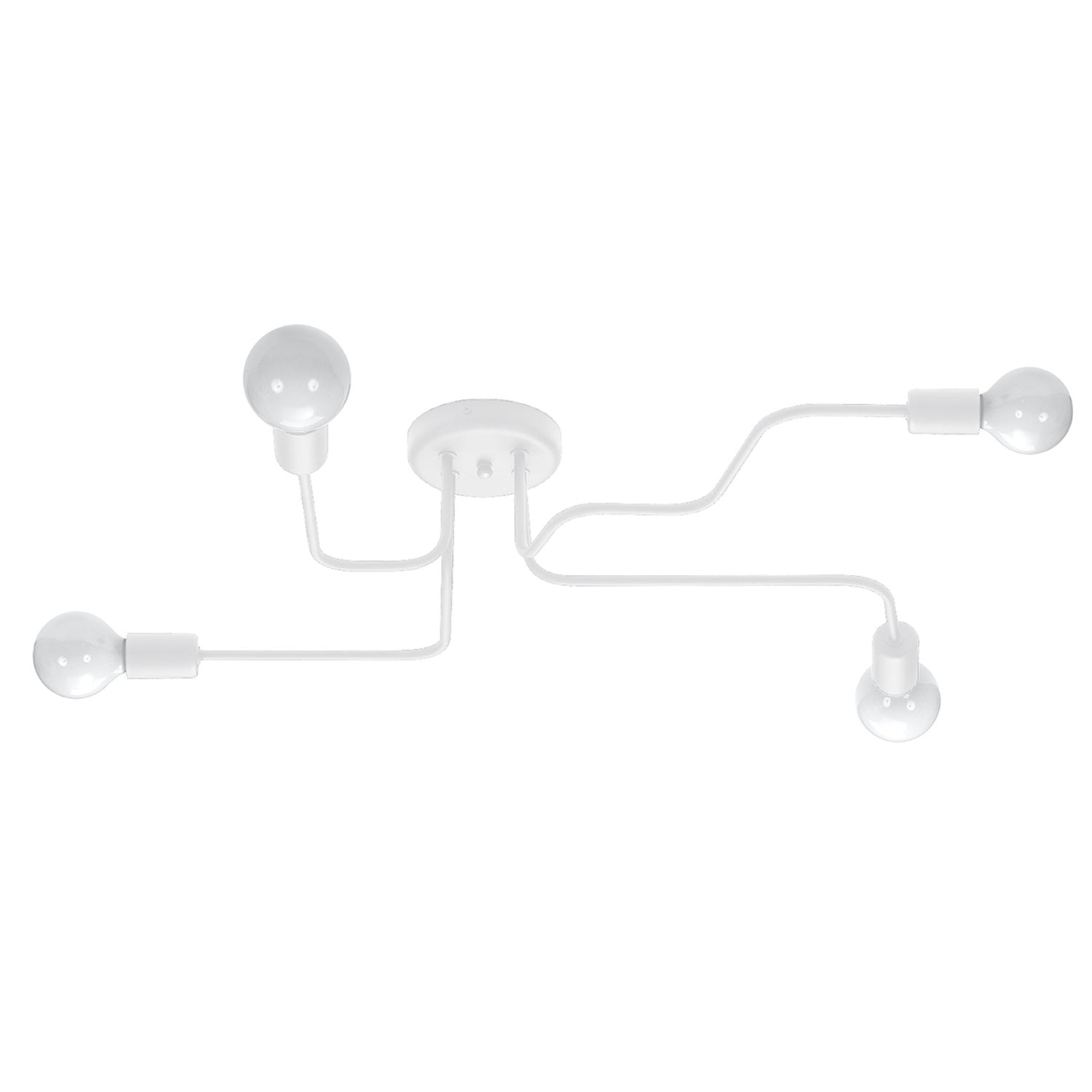 Lustre Vector 4 métal blanc E27, bras d'acier et ampoules apparentes