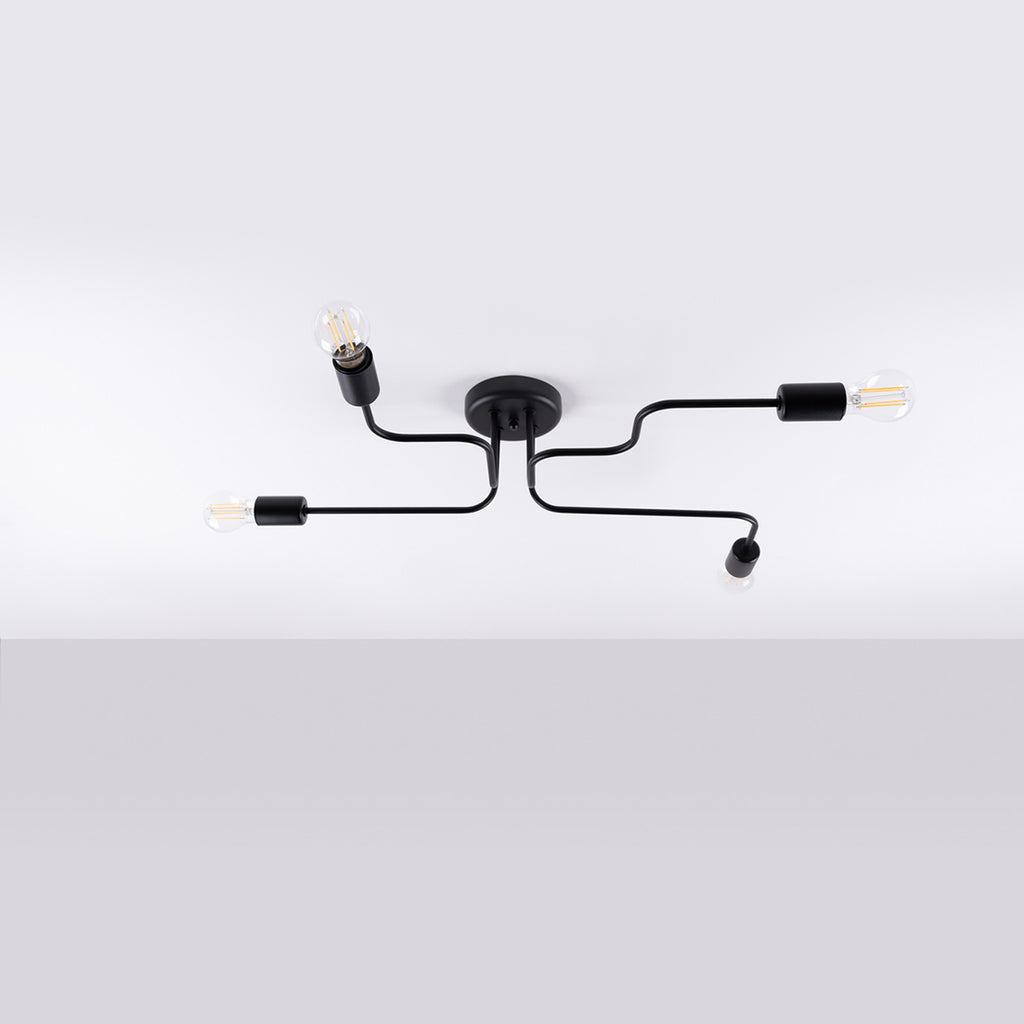 Lustre Vector 4 métal noir E27 de profil