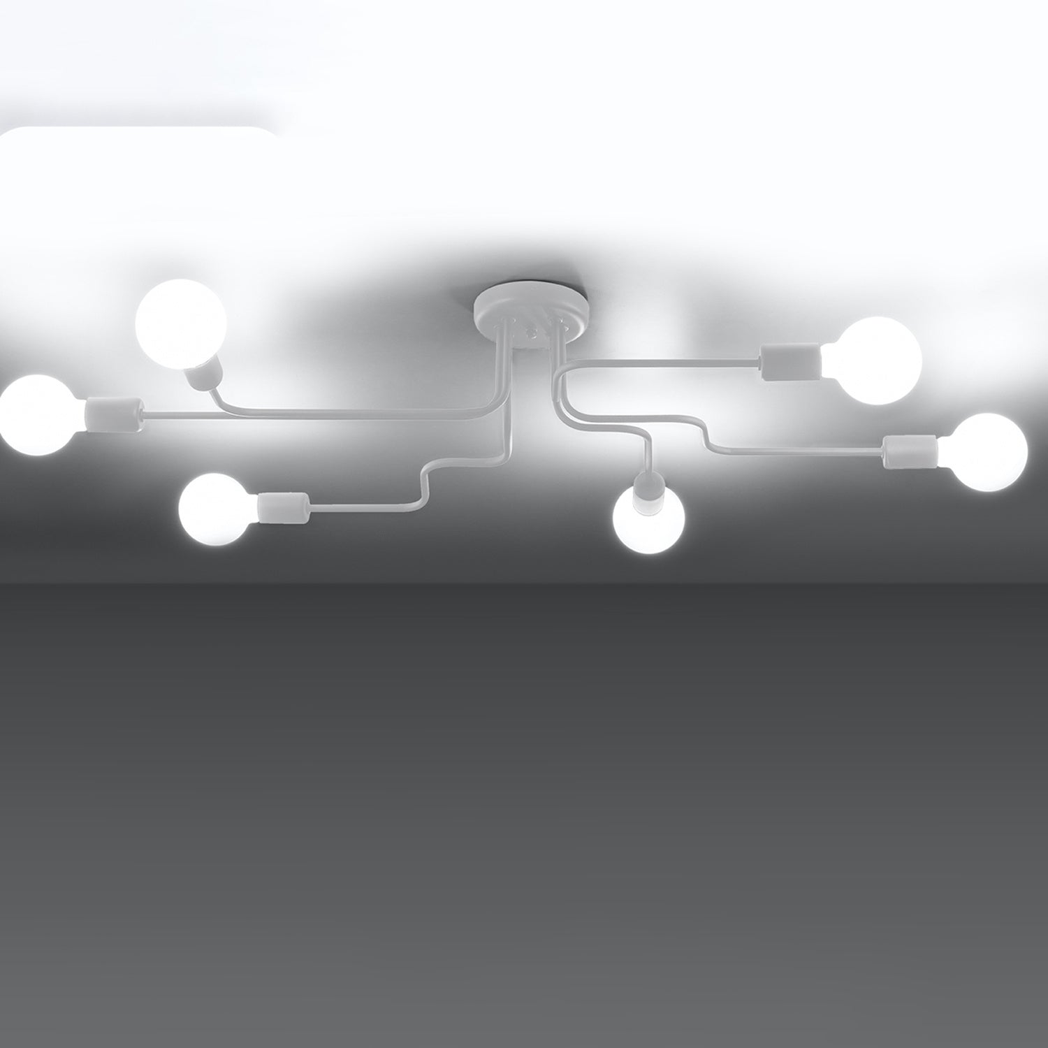 Lustre Vector 6 métal blanc E27 allumé