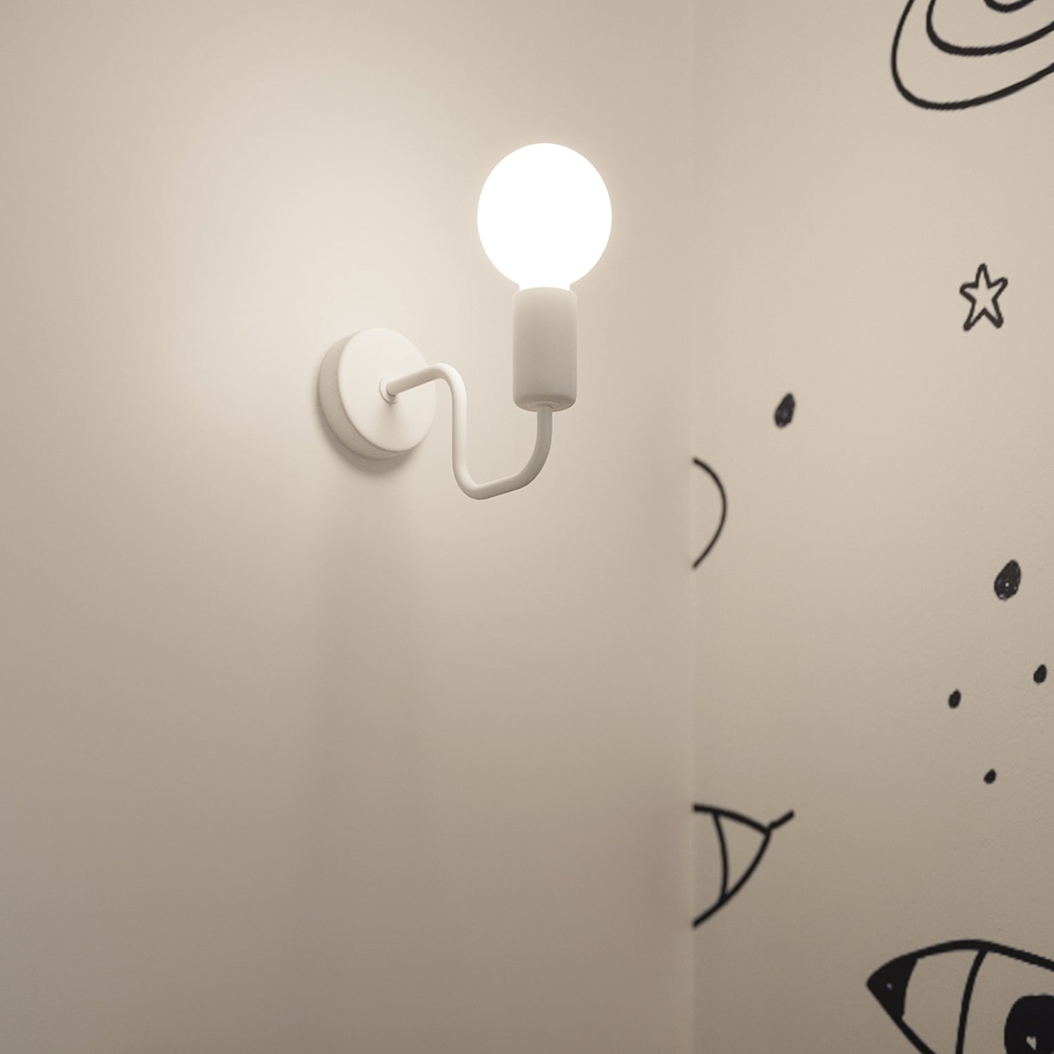 Lustre Vector 6 métal blanc E27 en situation dans un intérieur
