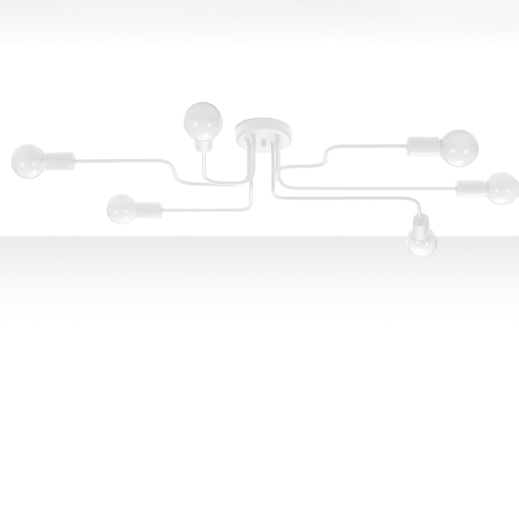 Lustre Vector 6 métal blanc E27 de profil
