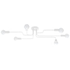 Lustre Vector 6 métal blanc E27, bras d'acier et ampoules apparentes