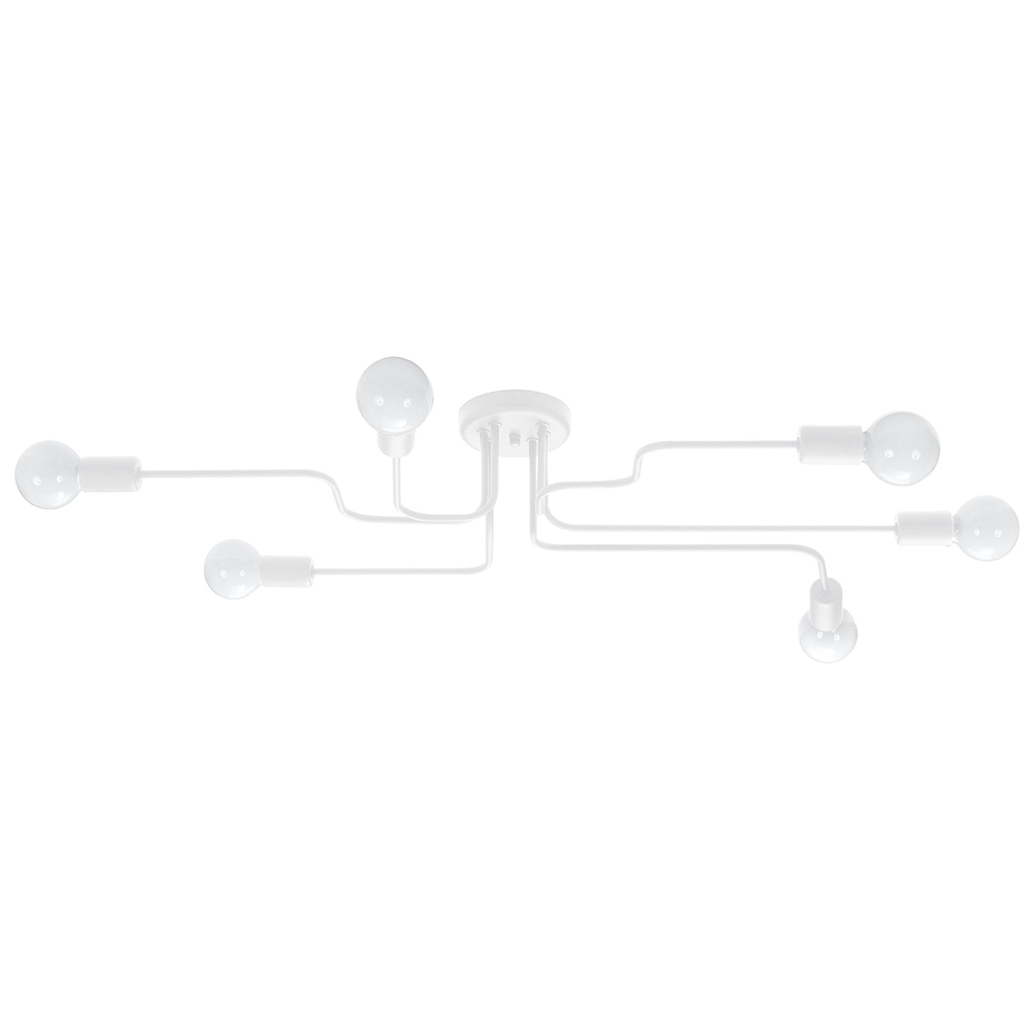 Lustre Vector 6 métal blanc E27, bras d'acier et ampoules apparentes