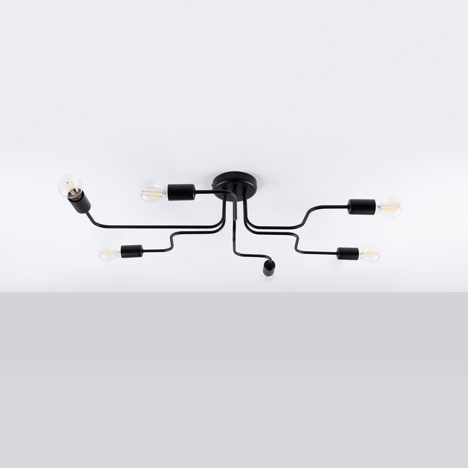 Lustre Vector 6 métal noir E27 de profil