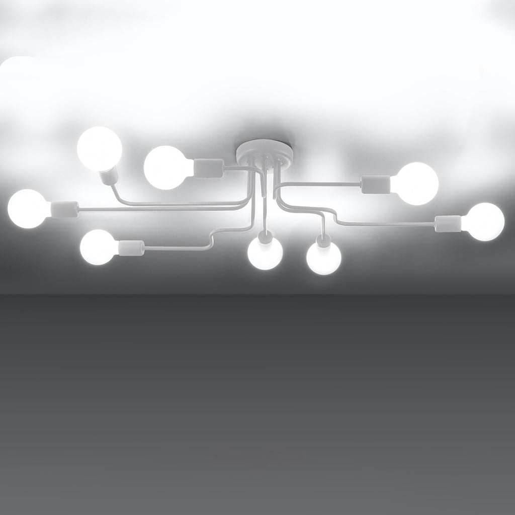Lustre Vector 8 métal blanc E27 allumé