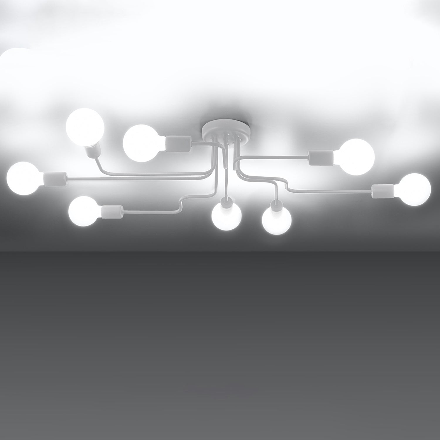Lustre Vector 8 métal blanc E27 allumé