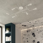 Lustre Vector 8 métal blanc E27, ambiance chaleureuse