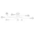 Lustre Vector 8 métal blanc E27, bras d'acier et ampoules apparentes