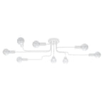 Lustre Vector 8 métal blanc E27, bras d'acier et ampoules apparentes
