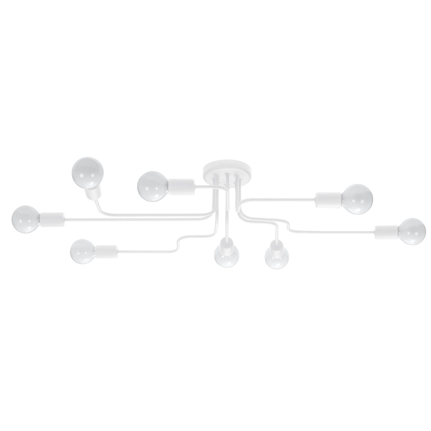 Lustre Vector 8 métal blanc E27, bras d'acier et ampoules apparentes