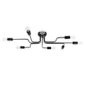 Lustre Vector 8 métal noir E27, bras d'acier et ampoules apparentes