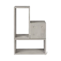 Meuble d'entrée Dice en béton gris vu de face avec un grand module couché un module dressé et un cube à quatre points