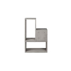 Meuble d'entrée Dice en béton gris sur fond blanc avec deux grands modules et un cube empilés