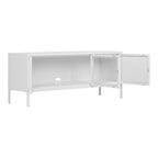 Meuble TV Brisbane blanc porte ouverte détail compartiment réglable