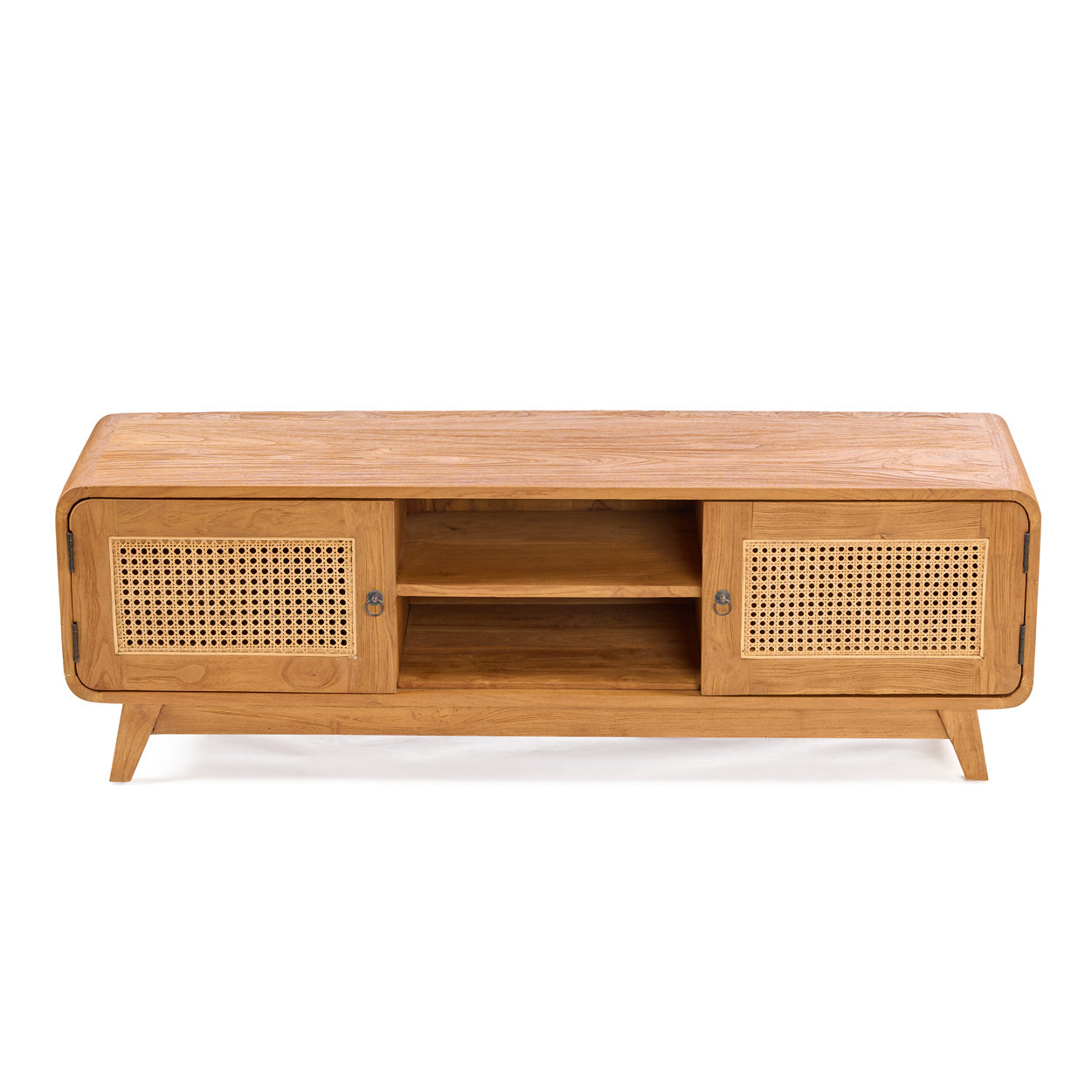 Meuble TV Dune en teck et rotin, vue 3