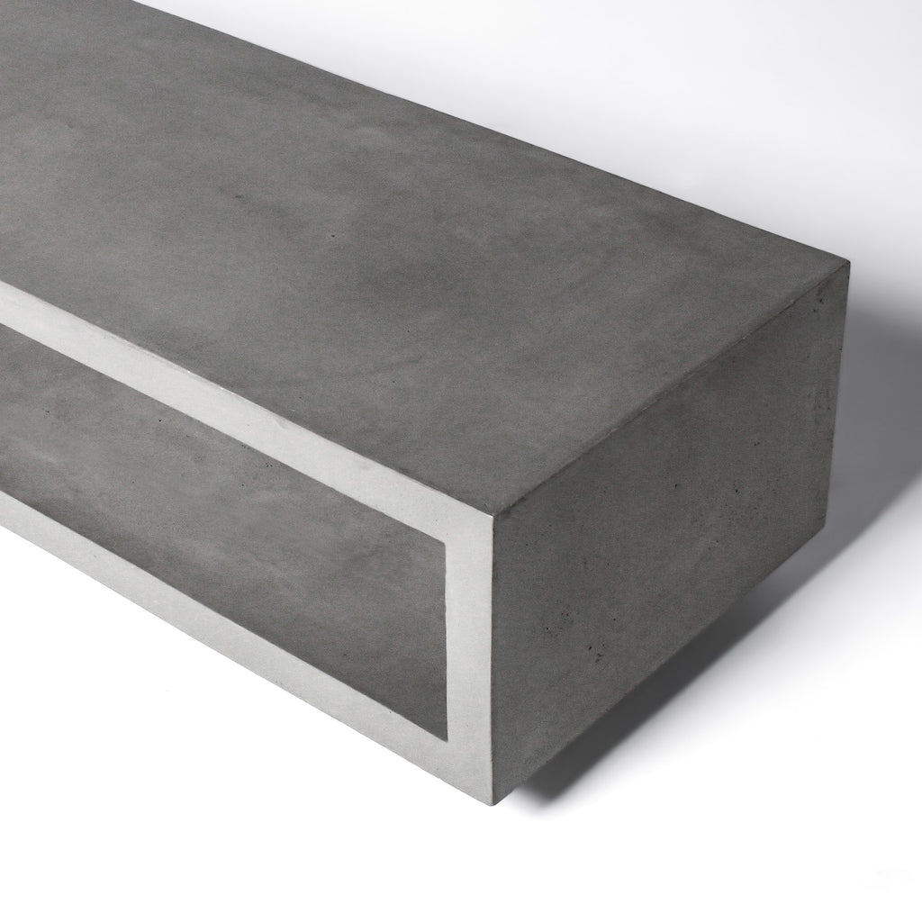 Meuble TV en béton Monobloc gris naturel vue 1