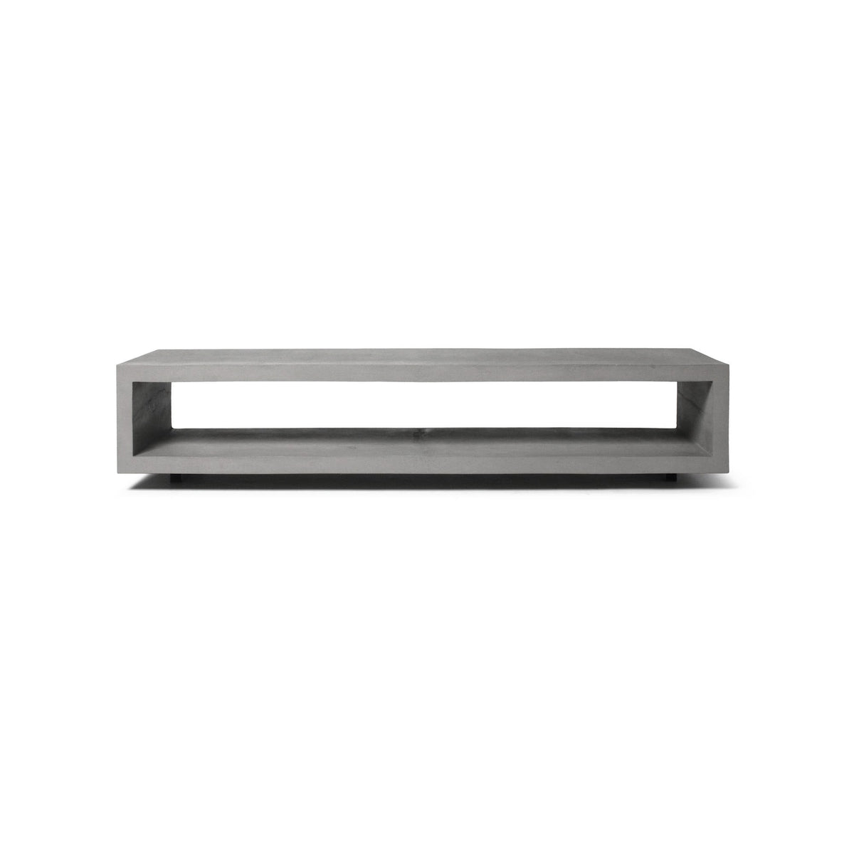 Meuble TV Monobloc en béton gris vu de face