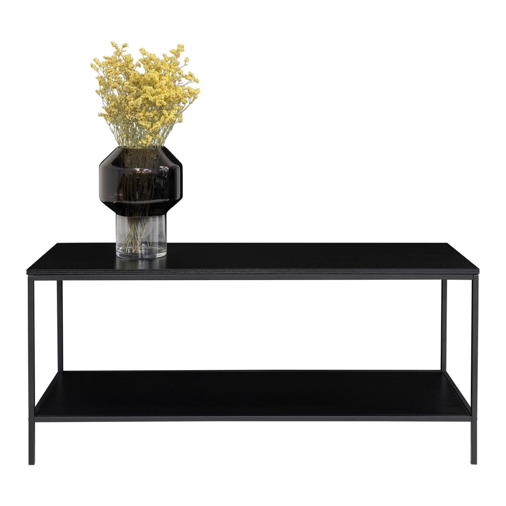 Meuble TV Vita acier noir 100 cm styled vase vue de face