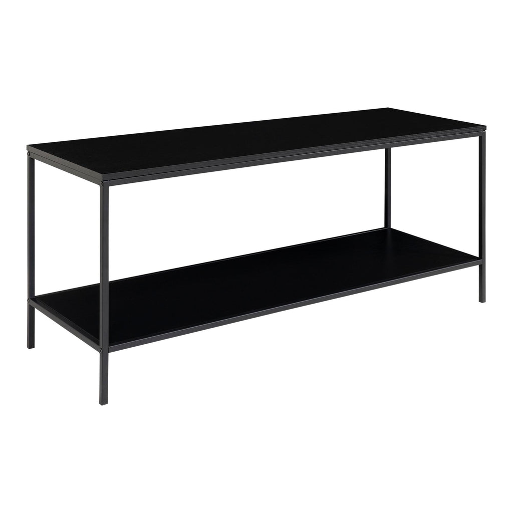 Meuble TV Vita acier noir 2 tablettes vide vue trois quarts