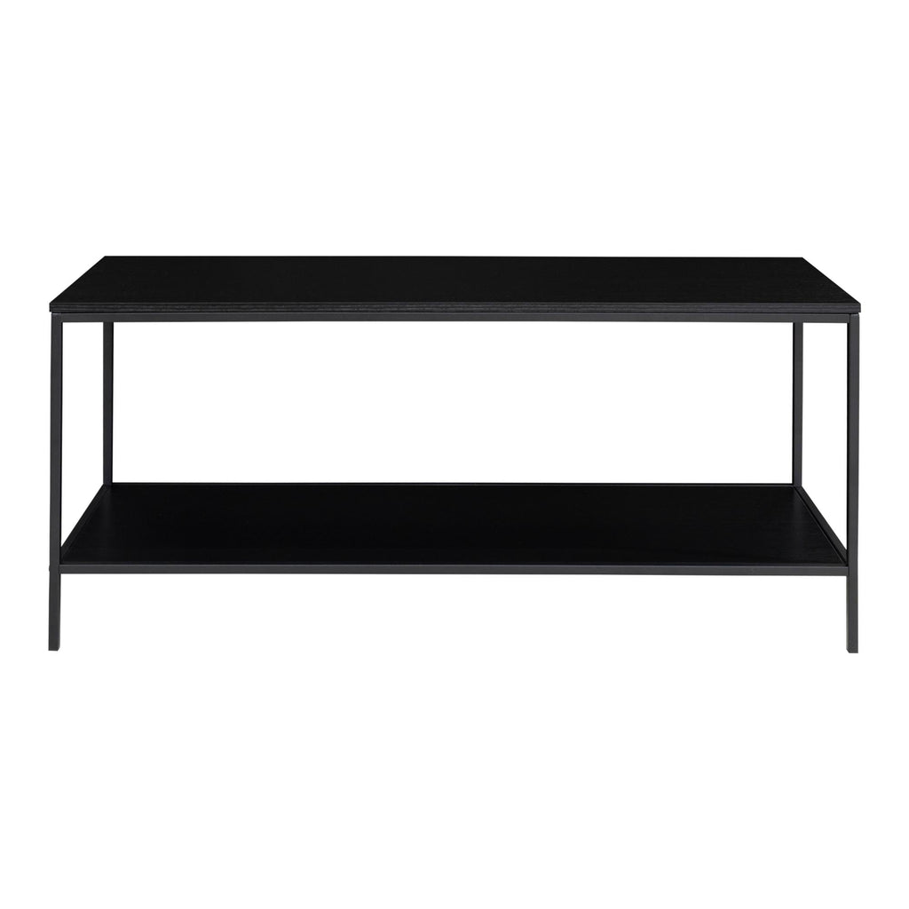 Meuble TV Vita acier noir 2 tablettes vide vue de face