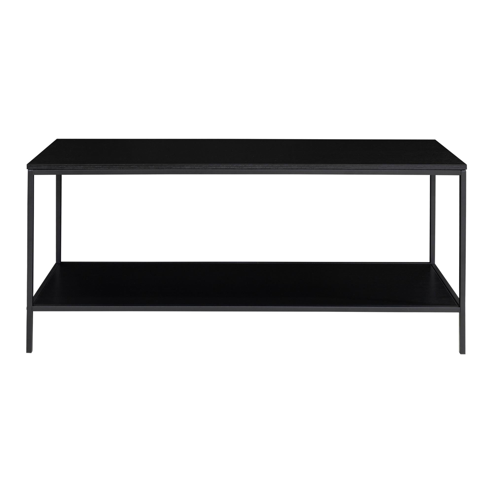 Meuble TV Vita acier noir 2 tablettes vide vue de face