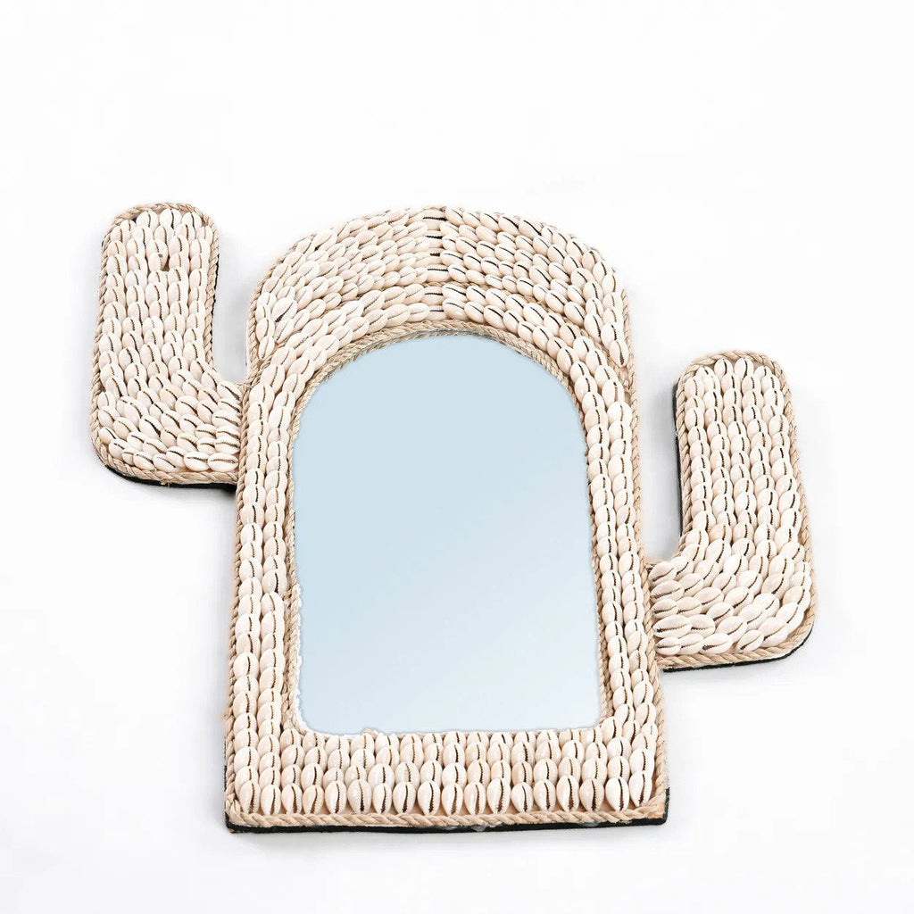 Miroir Cactus en coquillages blancs, vue 5