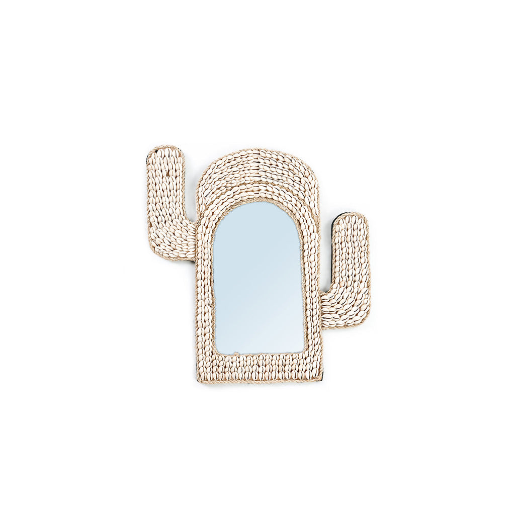 Miroir Cactus en coquillages blancs