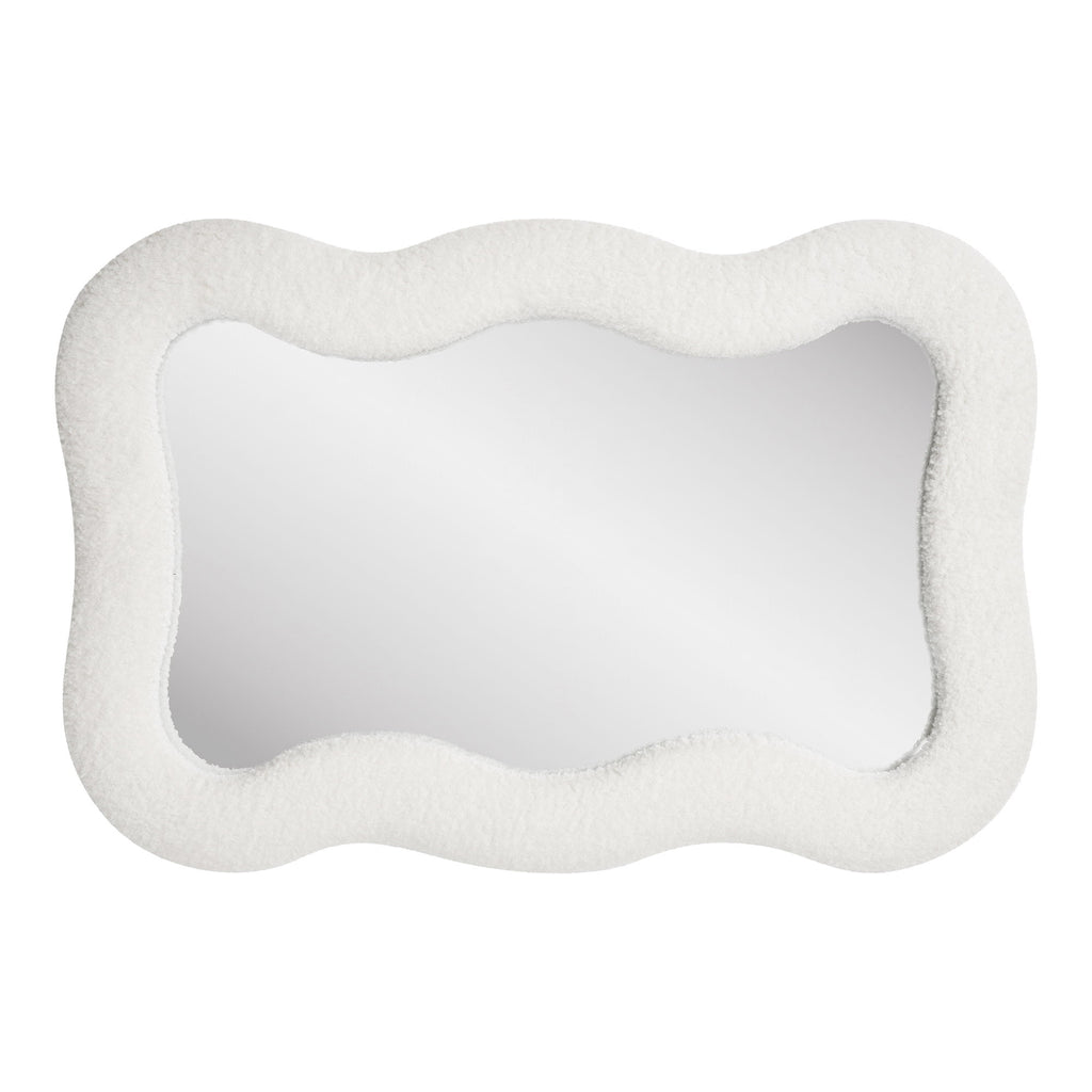 Miroir Bosaro cadre teddy blanc ondulé orientation horizontale vue de face fond blanc