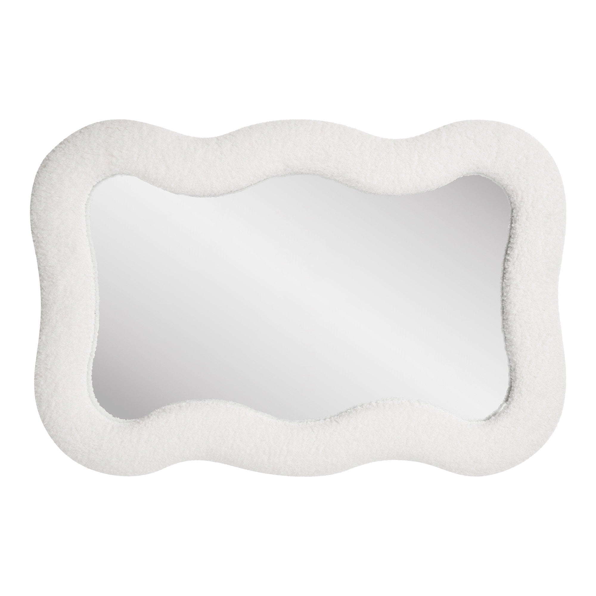 Miroir Bosaro cadre teddy blanc ondulé orientation horizontale vue de face fond blanc