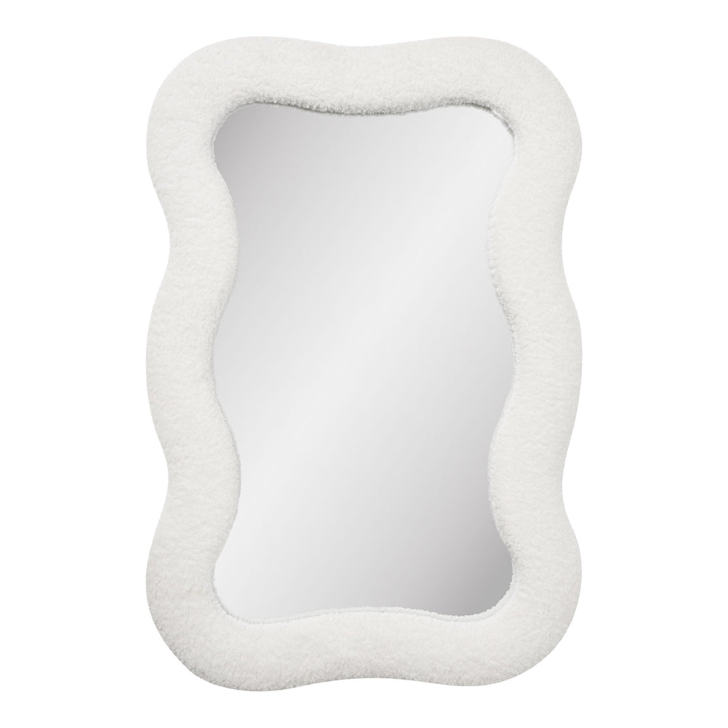 Miroir Bosaro cadre teddy bouclé blanc contours ondulés 80x54 cm orientation verticale