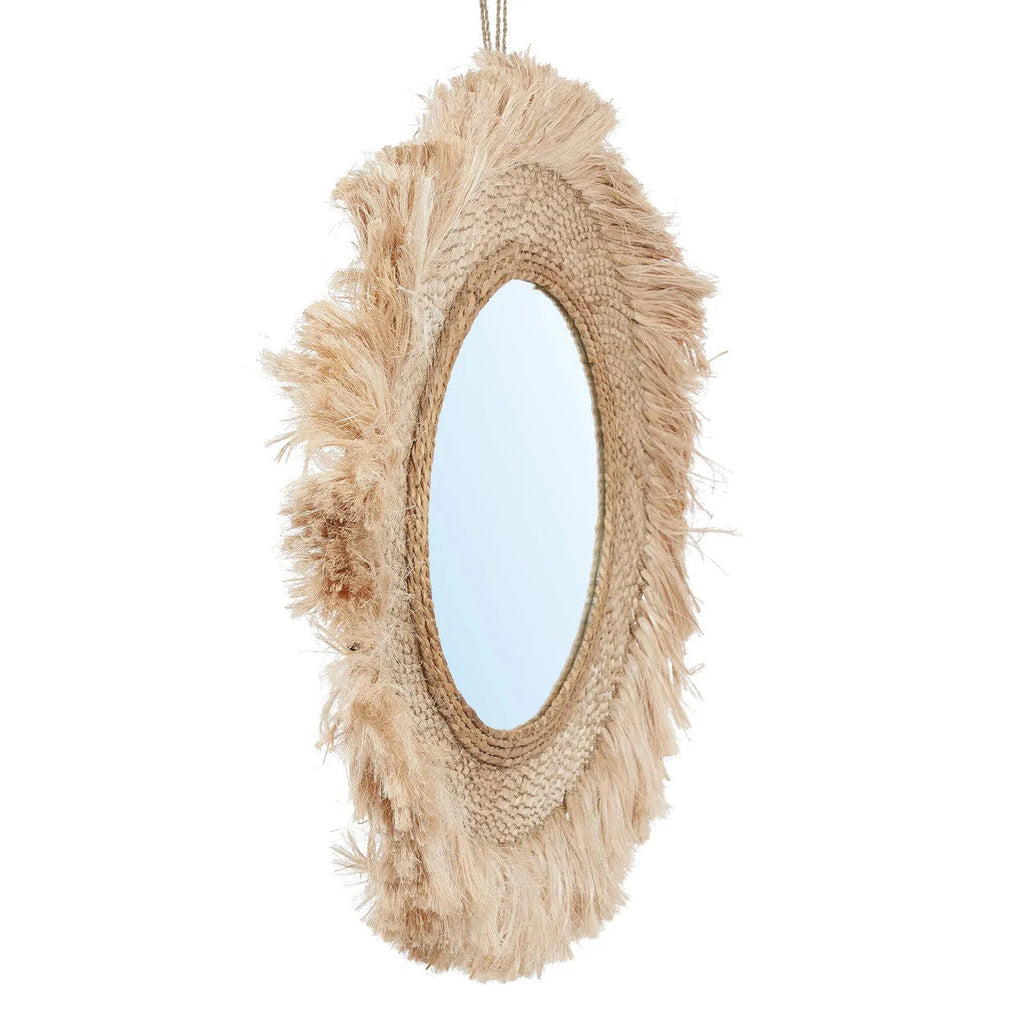 Miroir Capri rond en herbe naturelle, vue 7