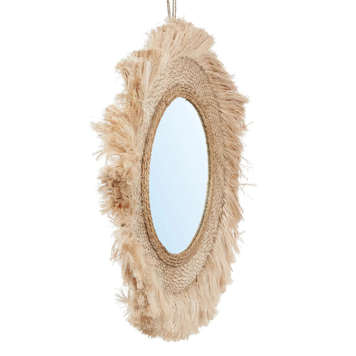 Miroir Capri rond en herbe naturelle, vue 7