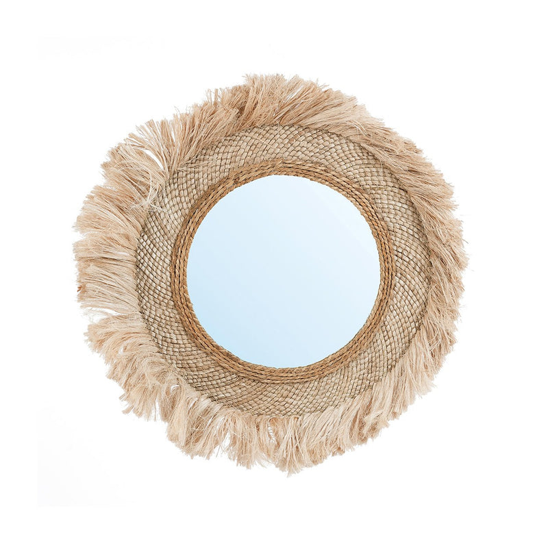 Dimensions Capri round natural grass mirror