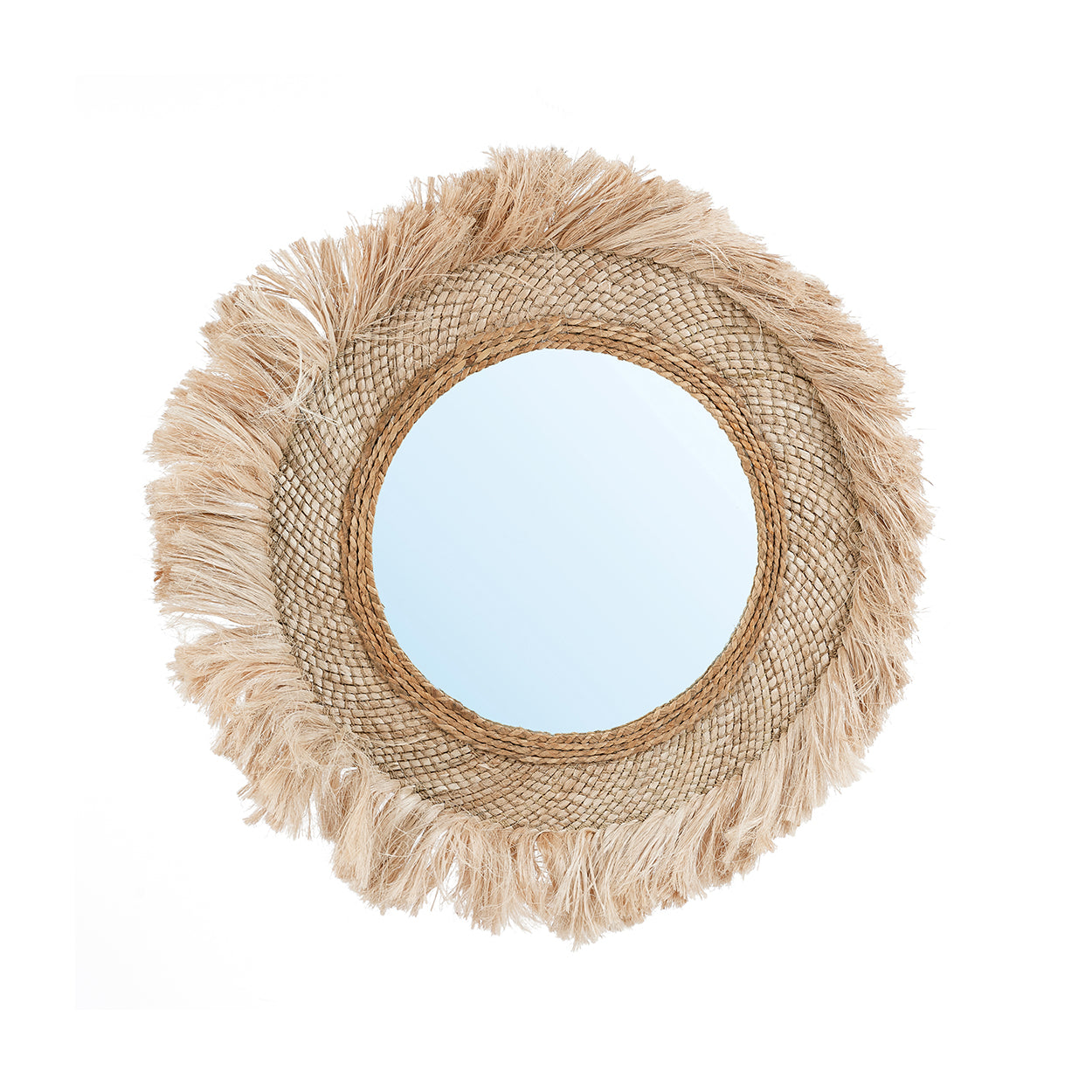 Miroir Capri rond en herbe naturelle