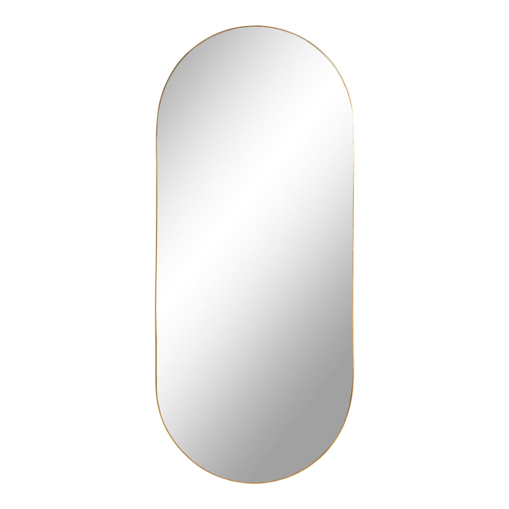 Miroir capsule Jersey cadre acier laiton doré 35x80 cm vue de face