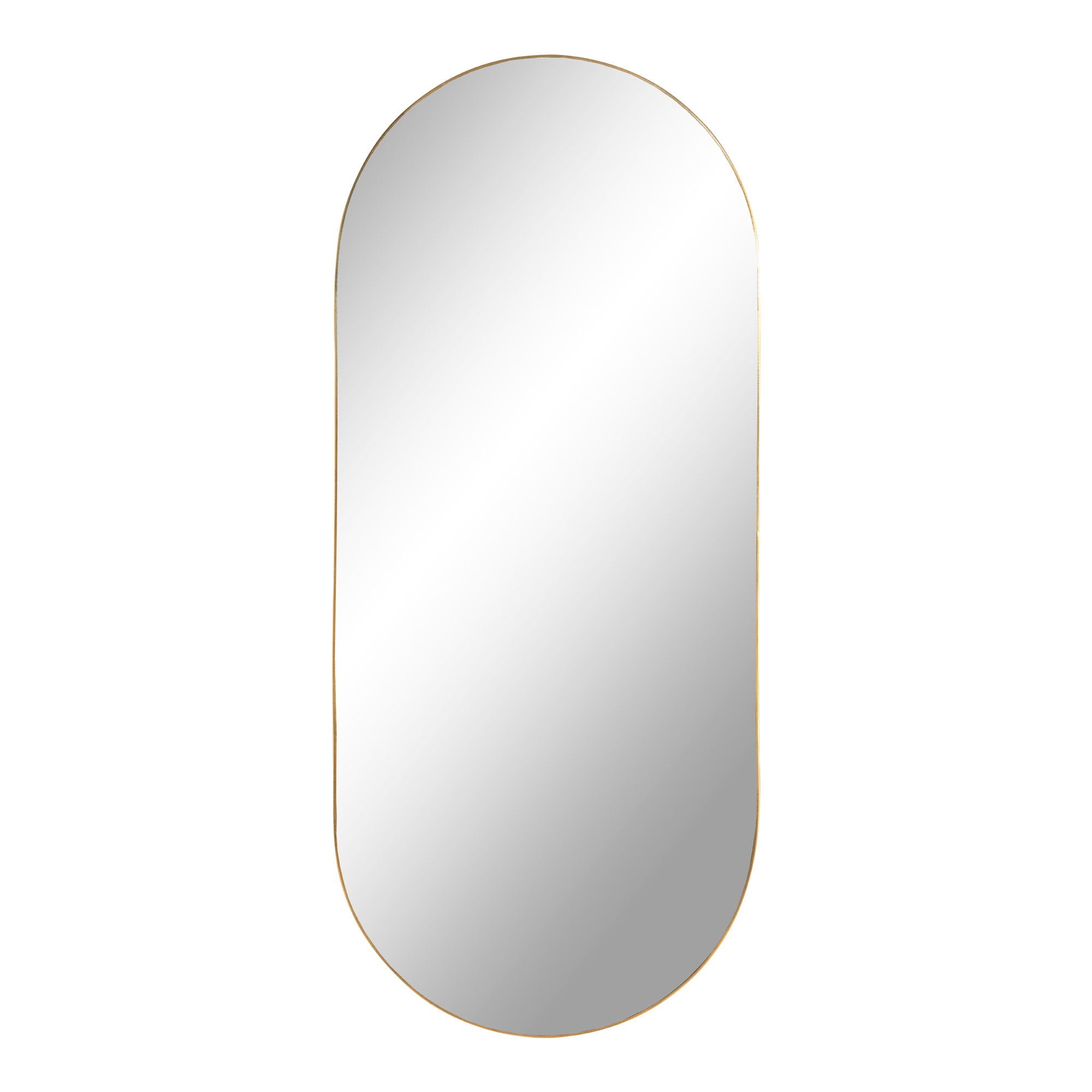 Miroir capsule Jersey cadre acier laiton doré 35x80 cm vue de face