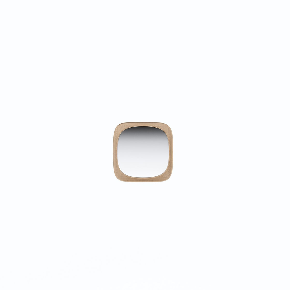 Miroir carré Sixty's en chêne naturel vu de face sur fond blanc