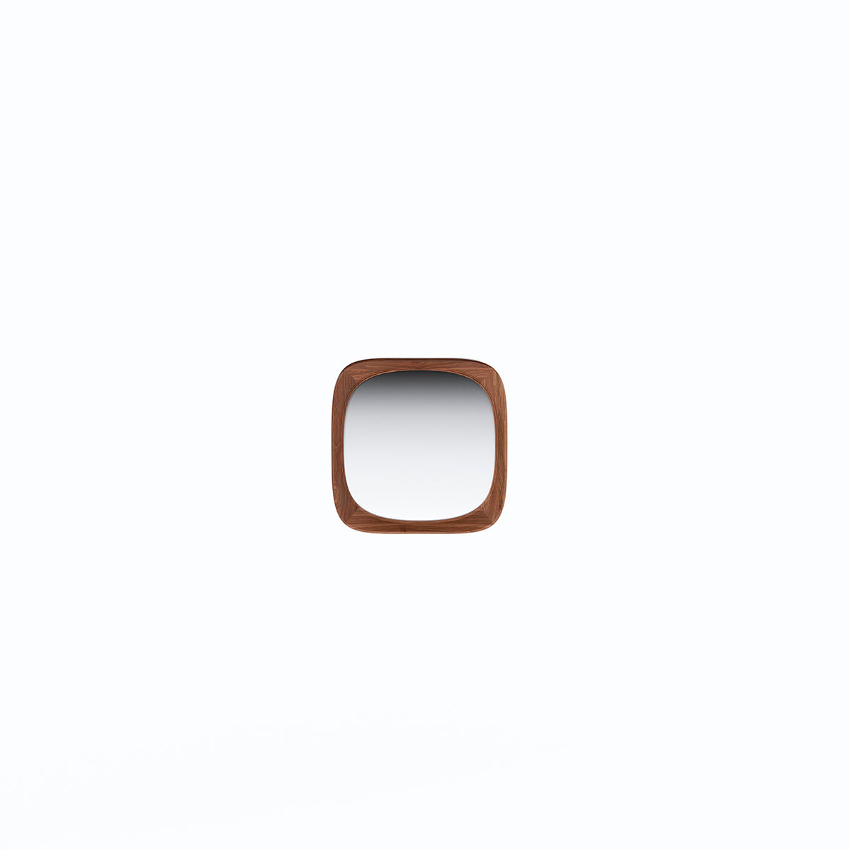 Miroir carré Sixty's Noyer foncé vu de face sur fond blanc