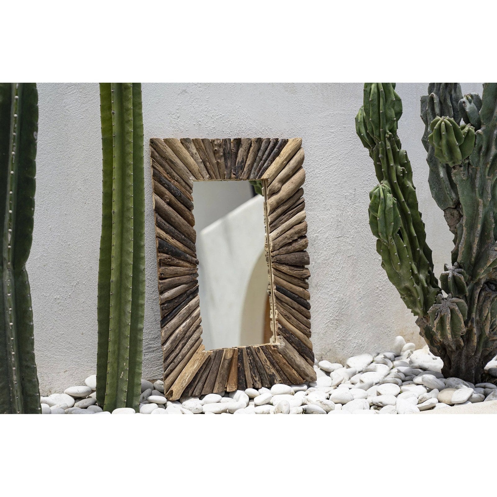 Miroir Driftwood en bois flotté en situation