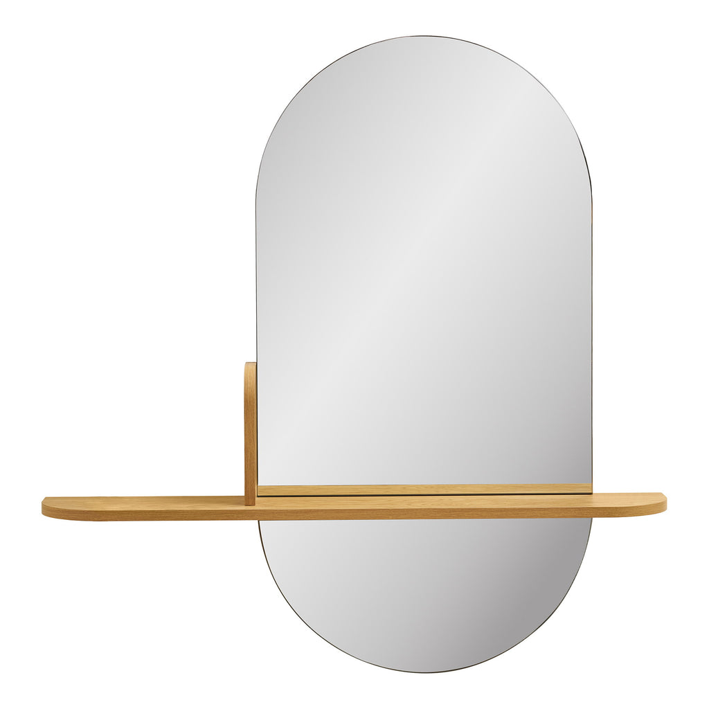 Miroir avec étagère Barco forme capsule chêne naturel 92x94,5 cm vue de face